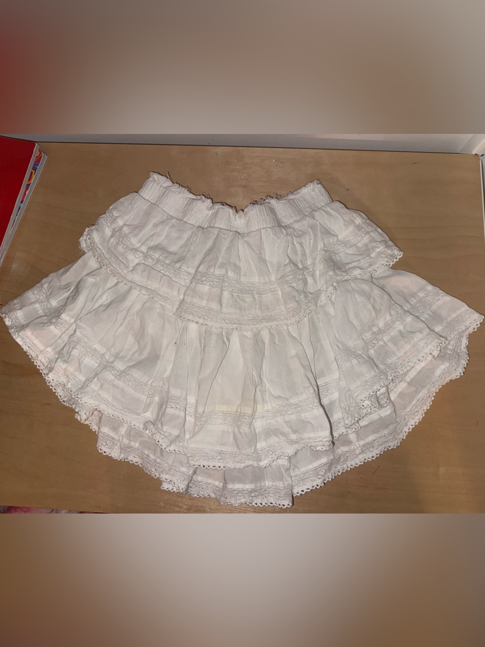 LoveShackFancy White Tiered Ruffle Mini Skirt